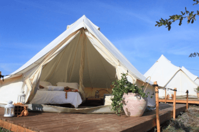 luxury tent where we slept lemnos greece digital nomad camp
