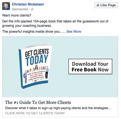 fb ad to a landing page