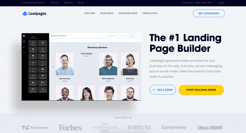 leadpages home page