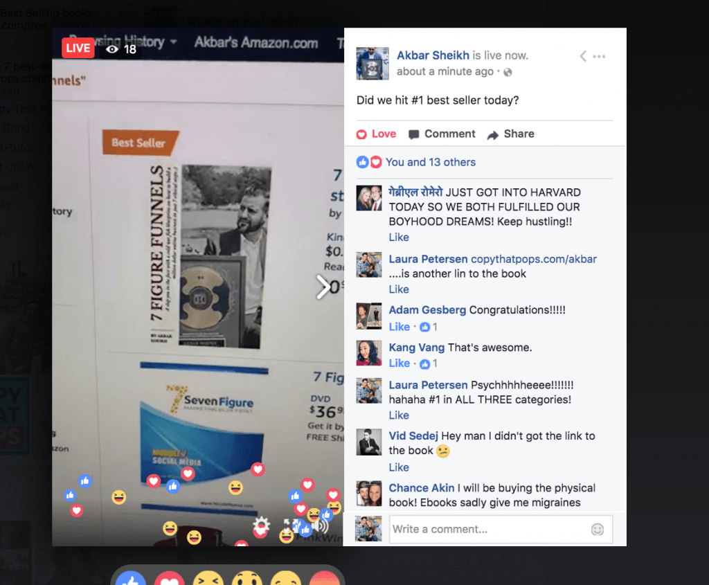 amazon best seller akbar sheikh going live on facebook showing proof